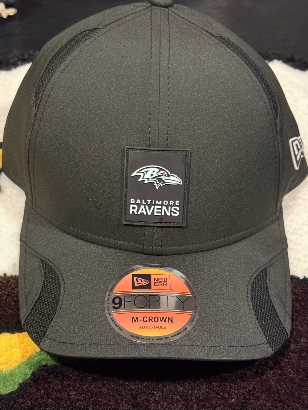 Baltimore Ravens New Era 2025 Sideline M-Crown 9FORTY Adjustable Hat Cap Black